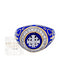 14K Gold With Diamonds and Blue Enamel Jerusdalem Cross Ring